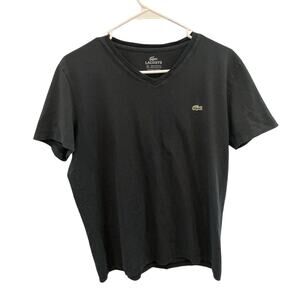 Lacoste Mens Lightweight Pima Cotton V-neck T-shirt Size 4 M Black Shirt Classic